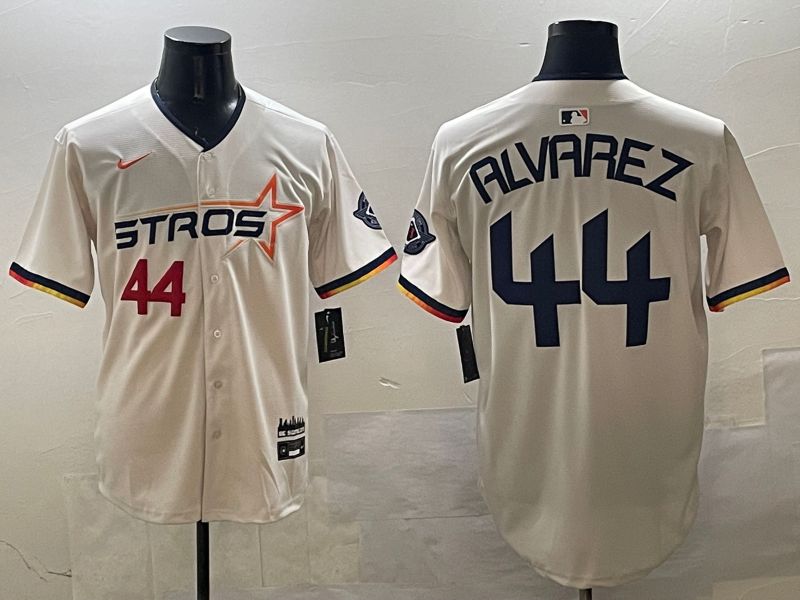 Men Houston Astros 44 Alvarez Cream Three generations Joint Name 2025 Nike MLB Jersey style 8